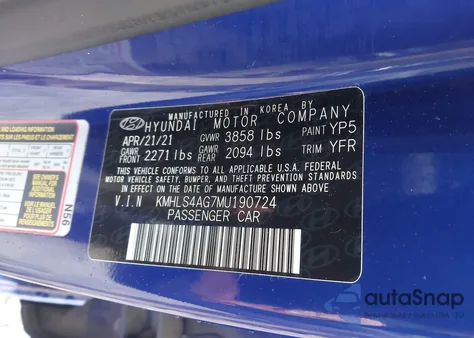 2021 Hyundai Elantra Sel from USA, damaged, VIN KMHLS4AG7MU190724